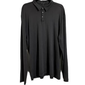 Robert Barakett Mens Long Sleeve Polo Shirt 100% Pima Cotton Black Gray XXL